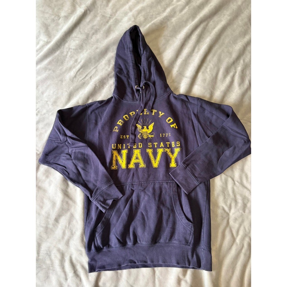 Black Ink Design US Navy Hoodie Mens Medium Blue Property Of United States Navy